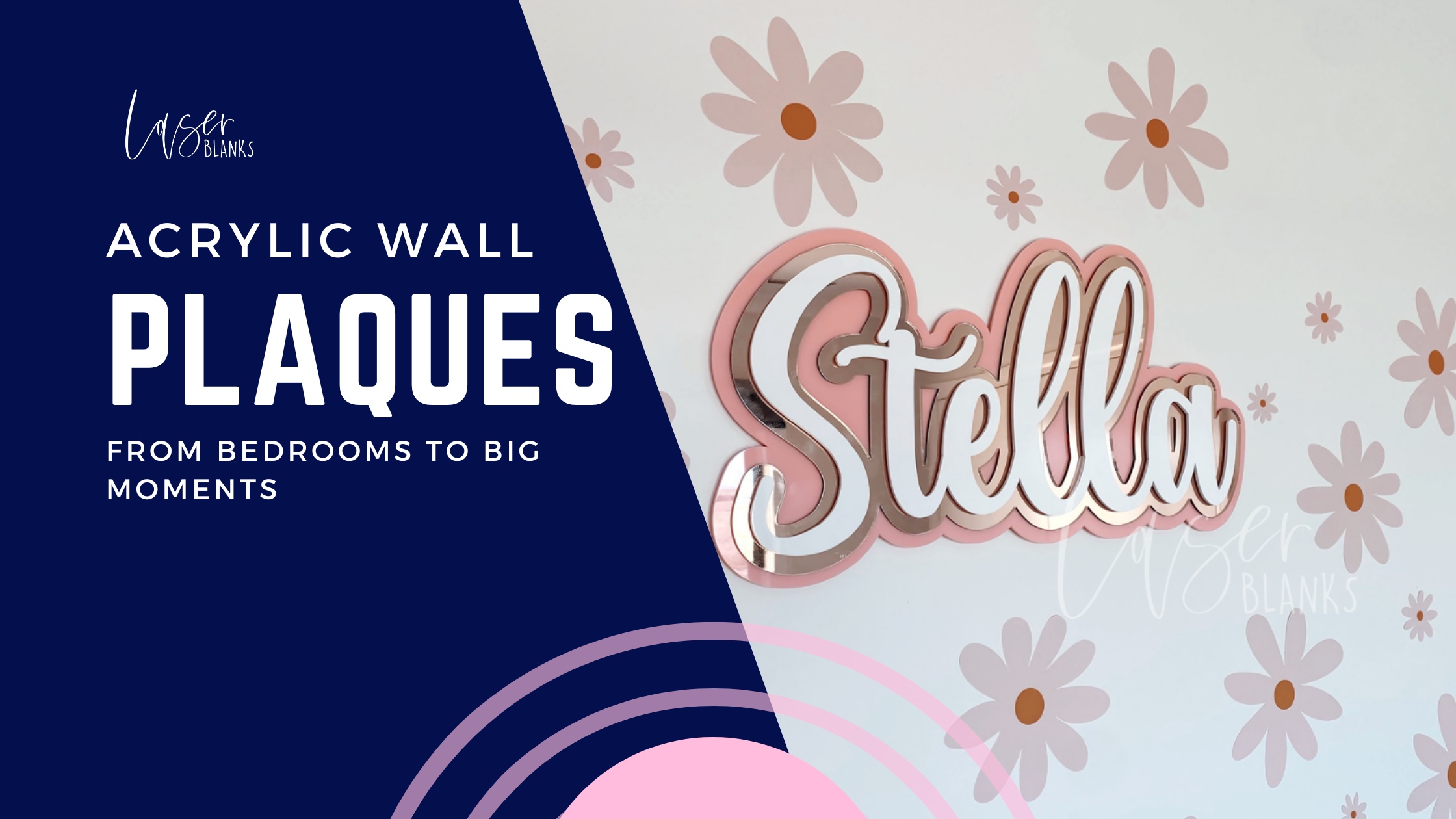 Triple layer acrylic name plaque styled for kids’ room decor