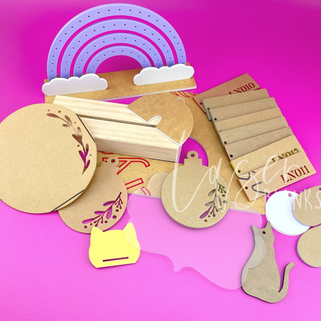 Rainbow keyring acrylic blank from September sample box