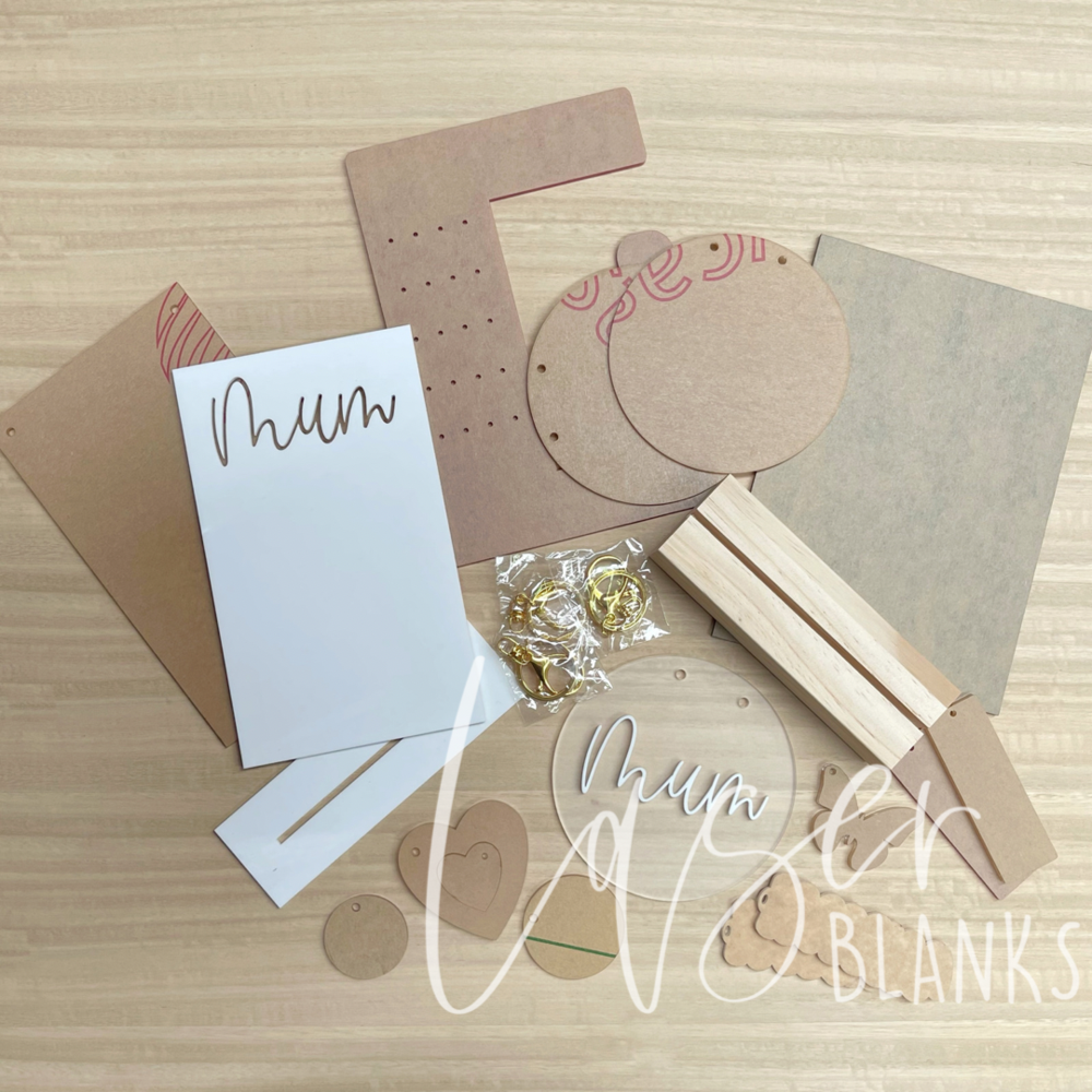 Heart in heart acrylic keyrings from Laser Blanks sample box