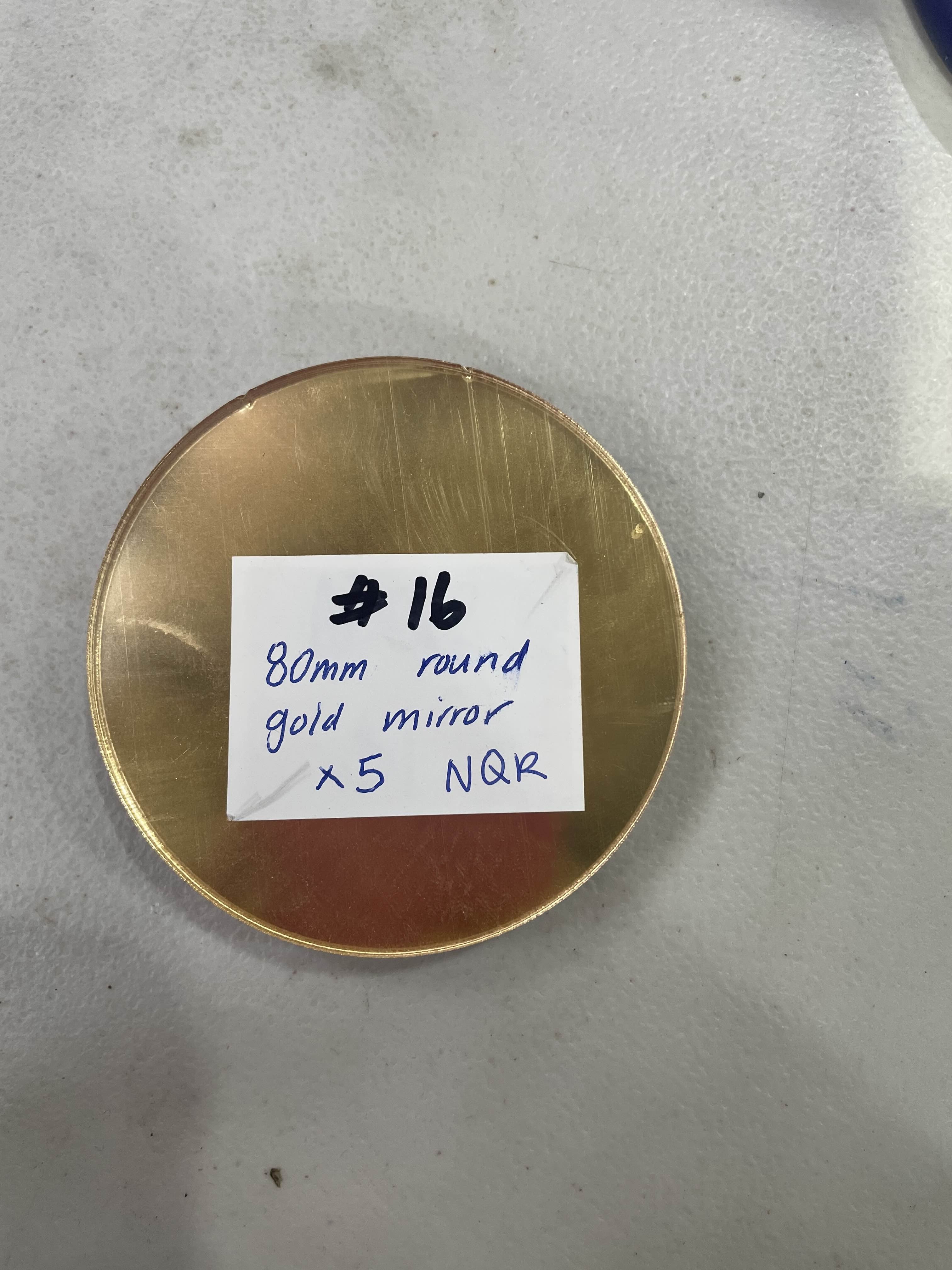 #16 - 80 mm round gold mirror place cards x 5