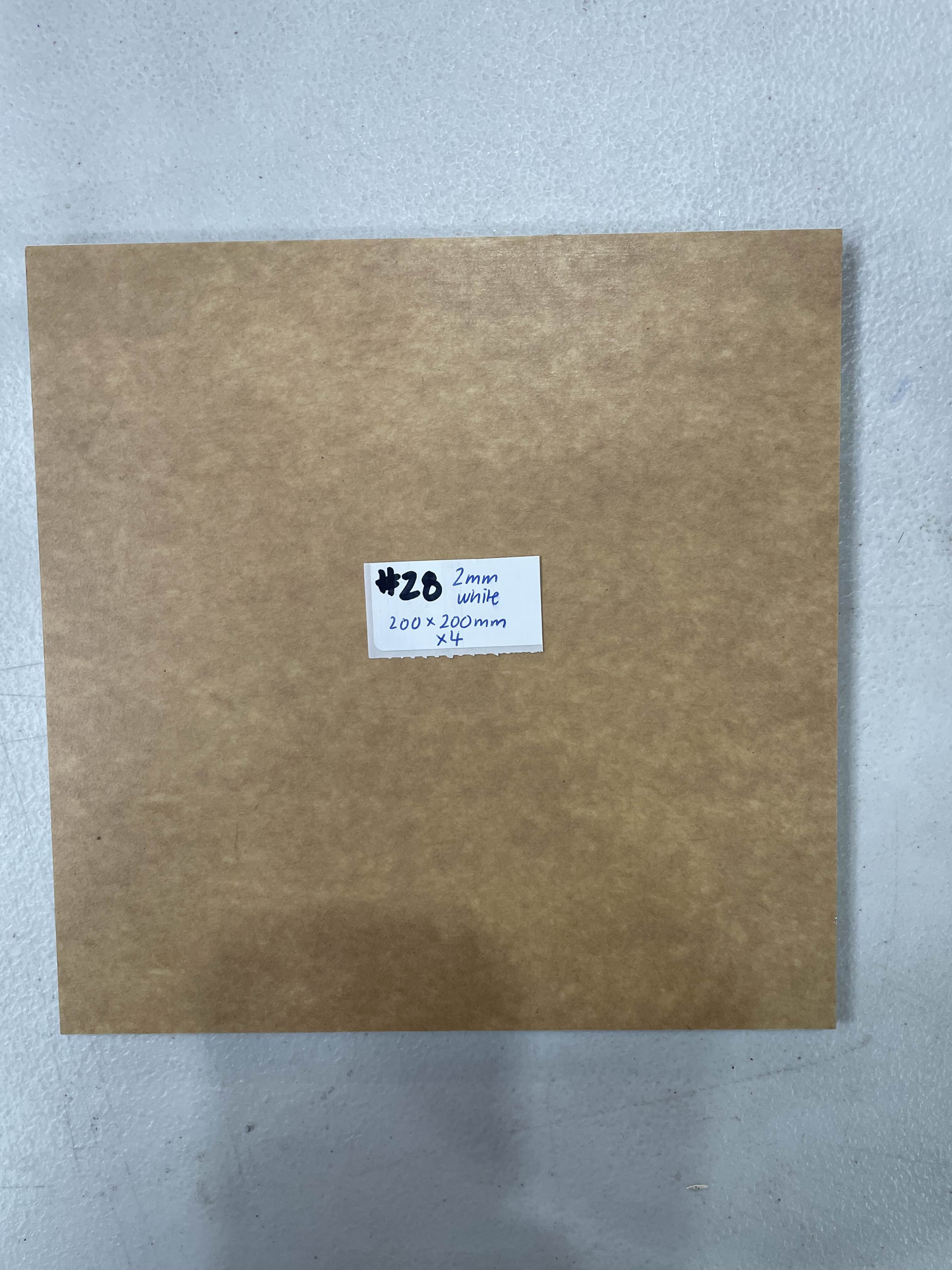 #28 - 2mm White 200mm x 200mm Pack of 4