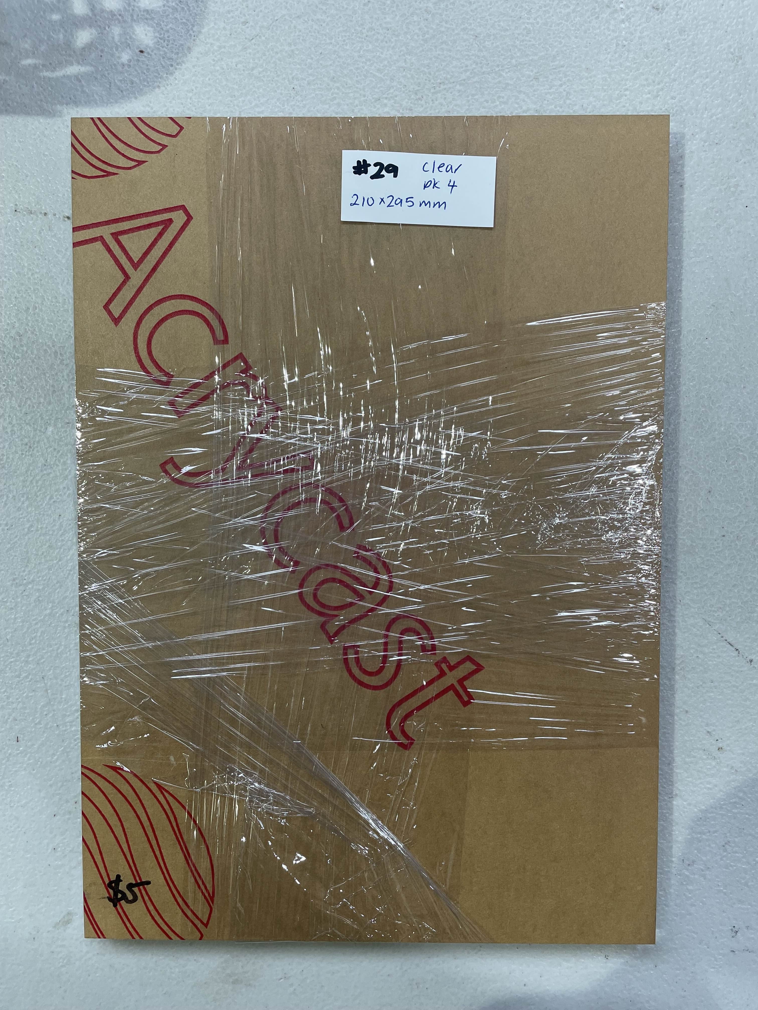 #29 - Clear 210 x 295mm - 3mm x 4 PACK
