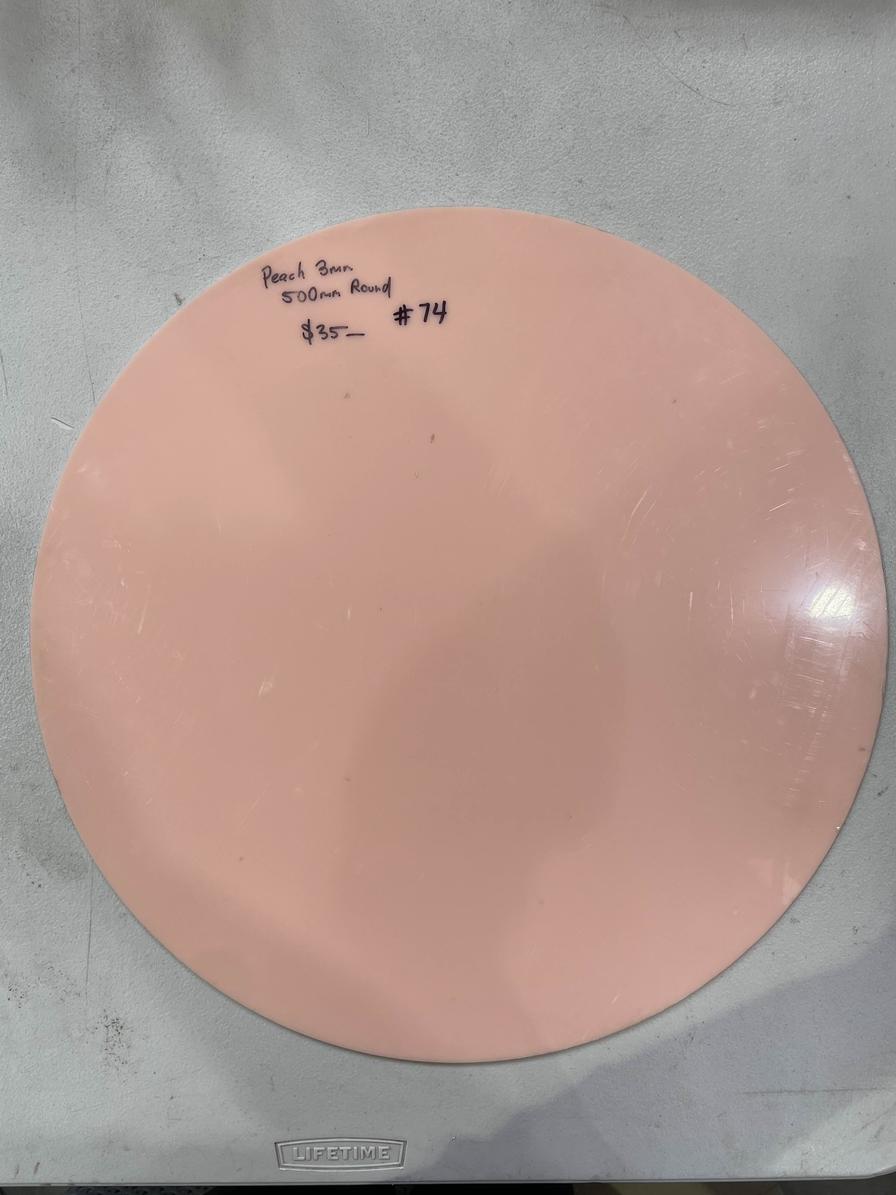 #74 - Peach 500mm Round - Clear Film On