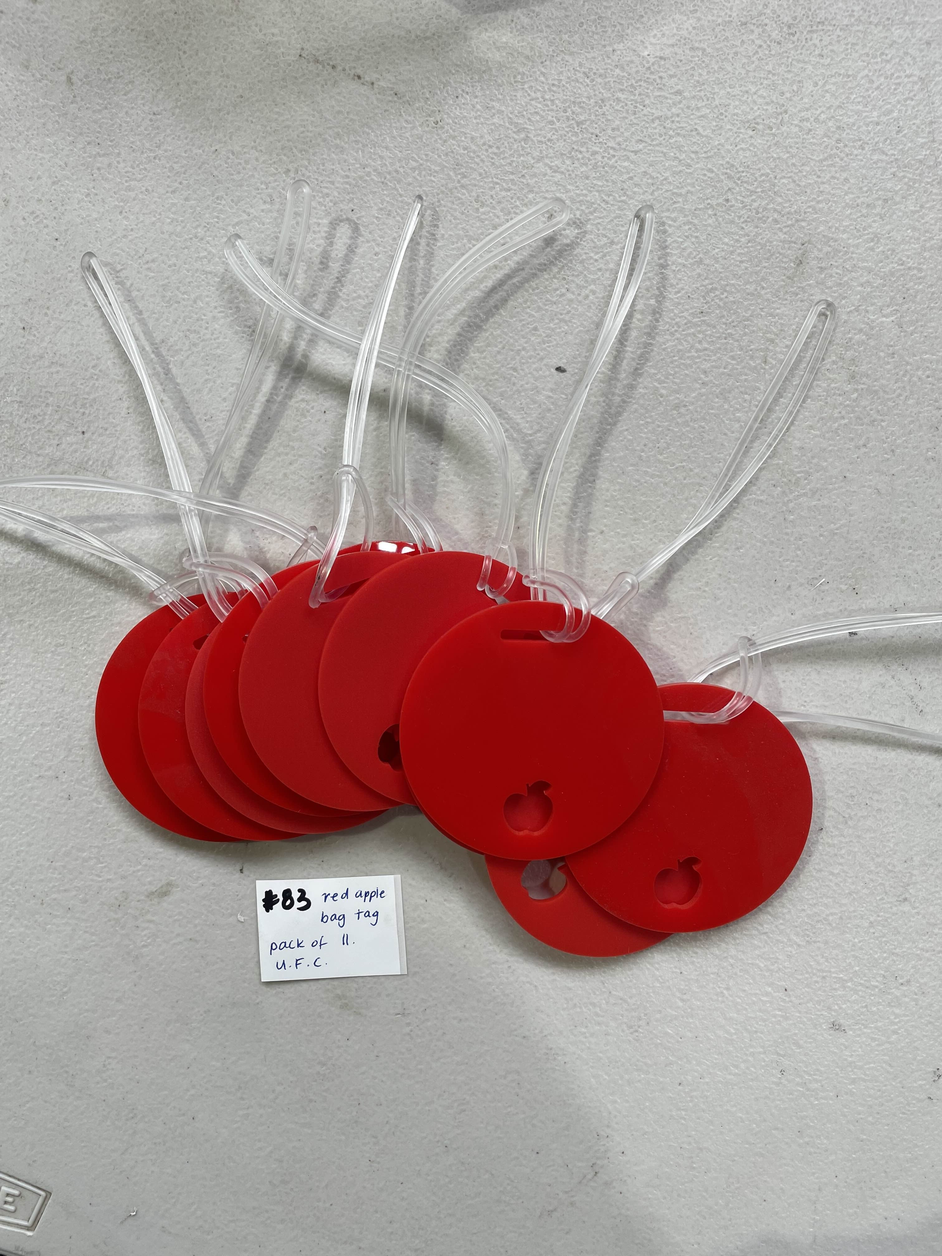 #83 - Red Apple Bag Tags with Loops x 11 | Used for Content