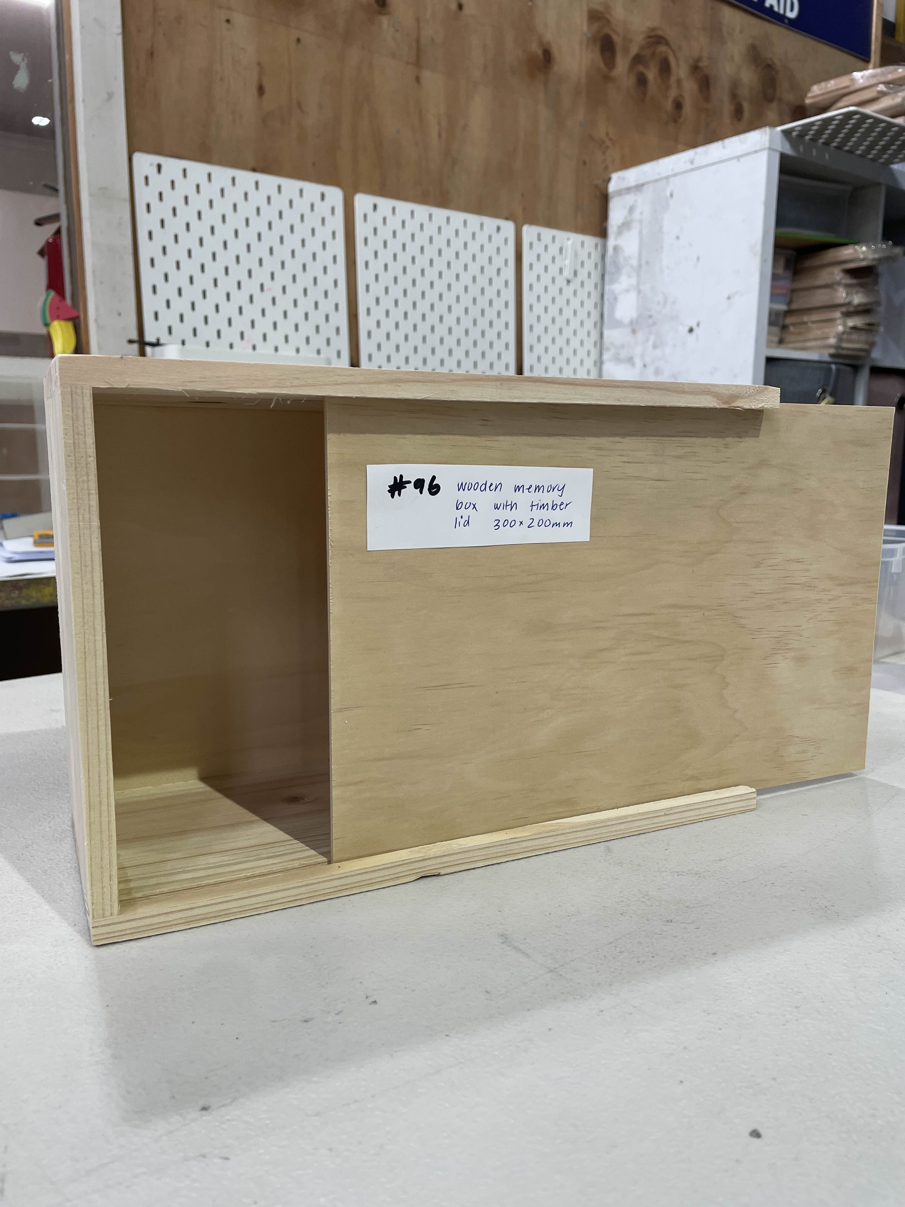#96 - Wooden Memory Box with Timber Lid - 300mm x 200mm