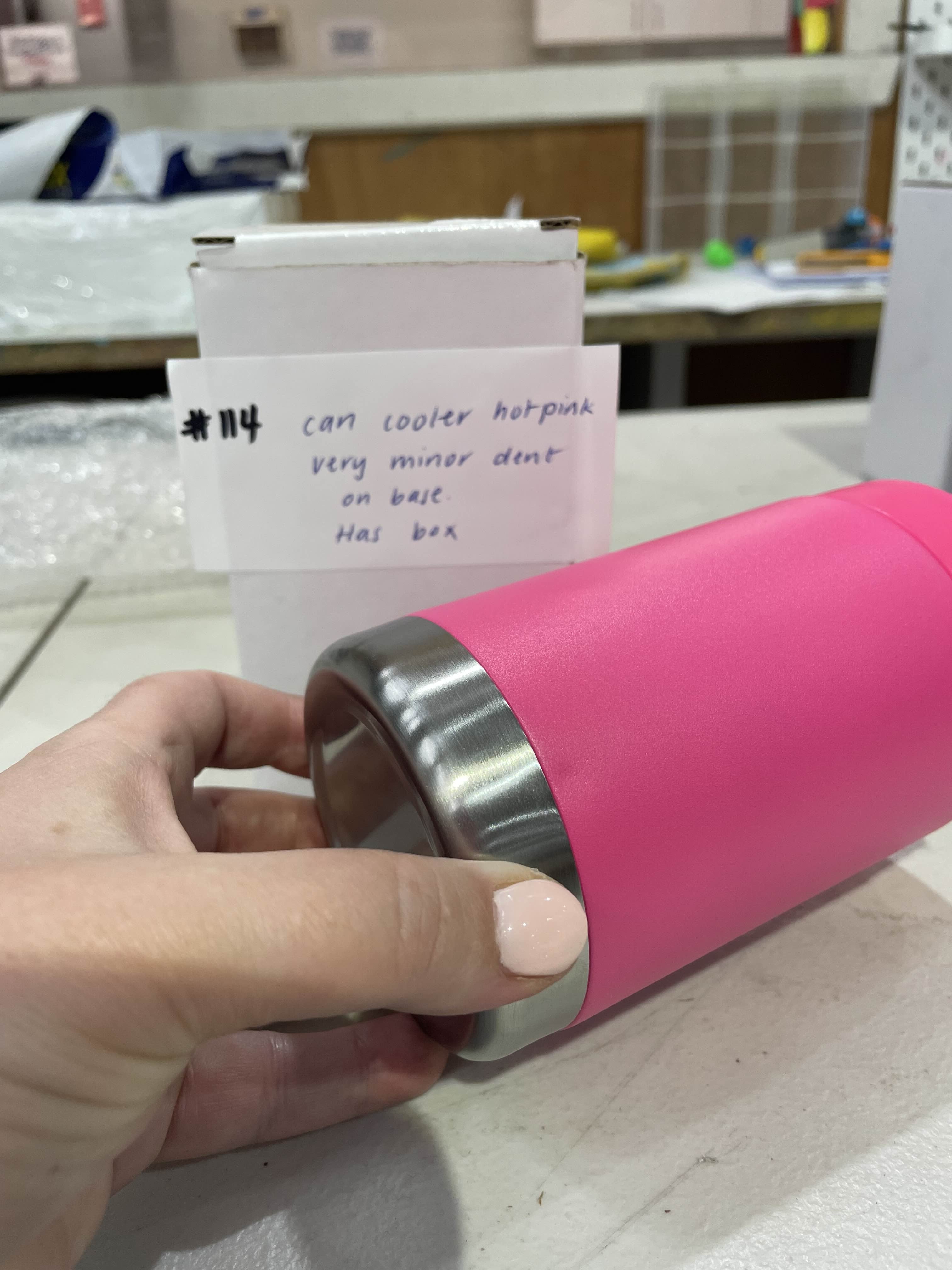 #114 - Can Cooler - Hot Pink - Has Very Minor Dent on Base