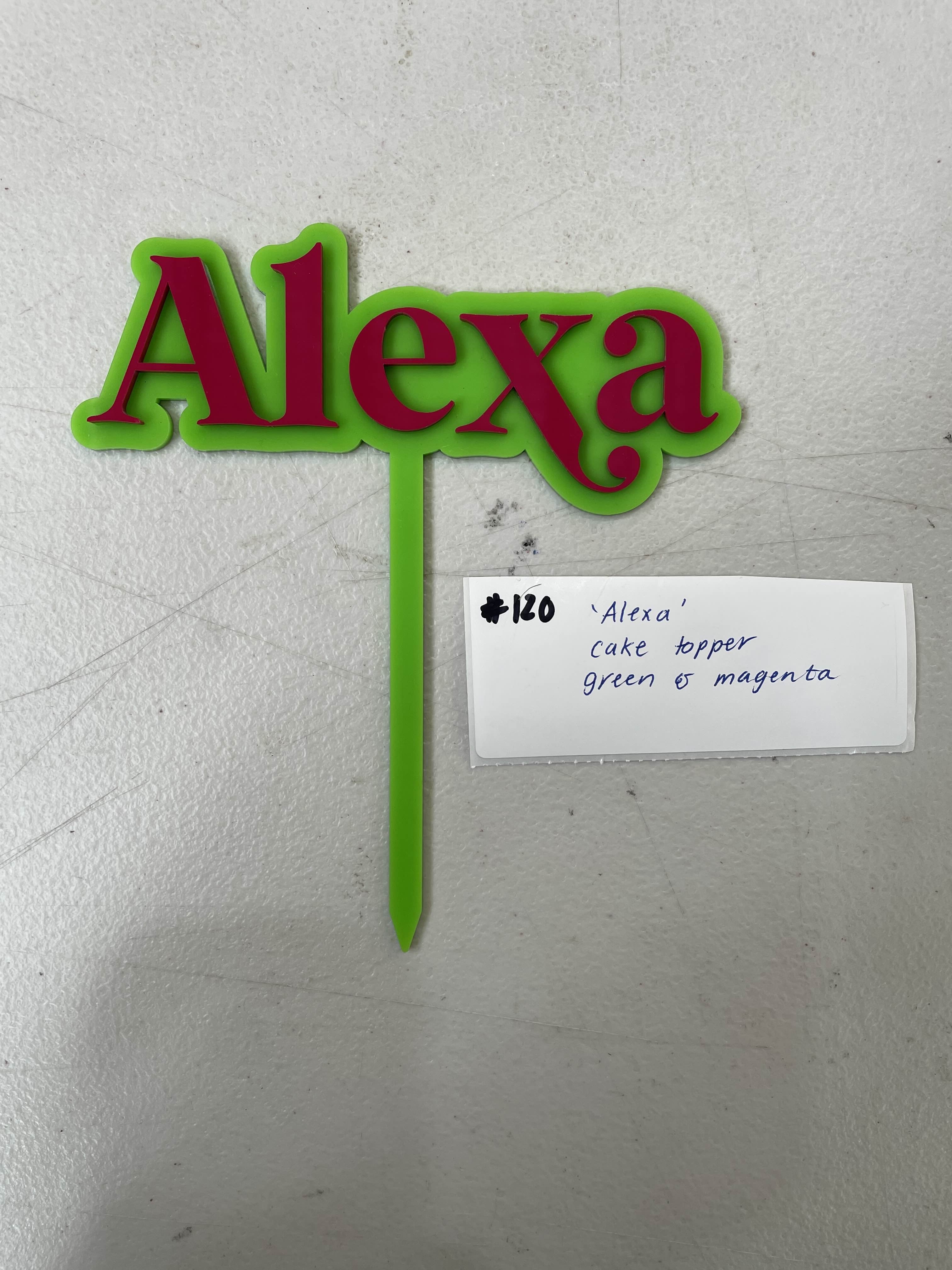 #120 - Alexa Cake Topper | Green & Magenta