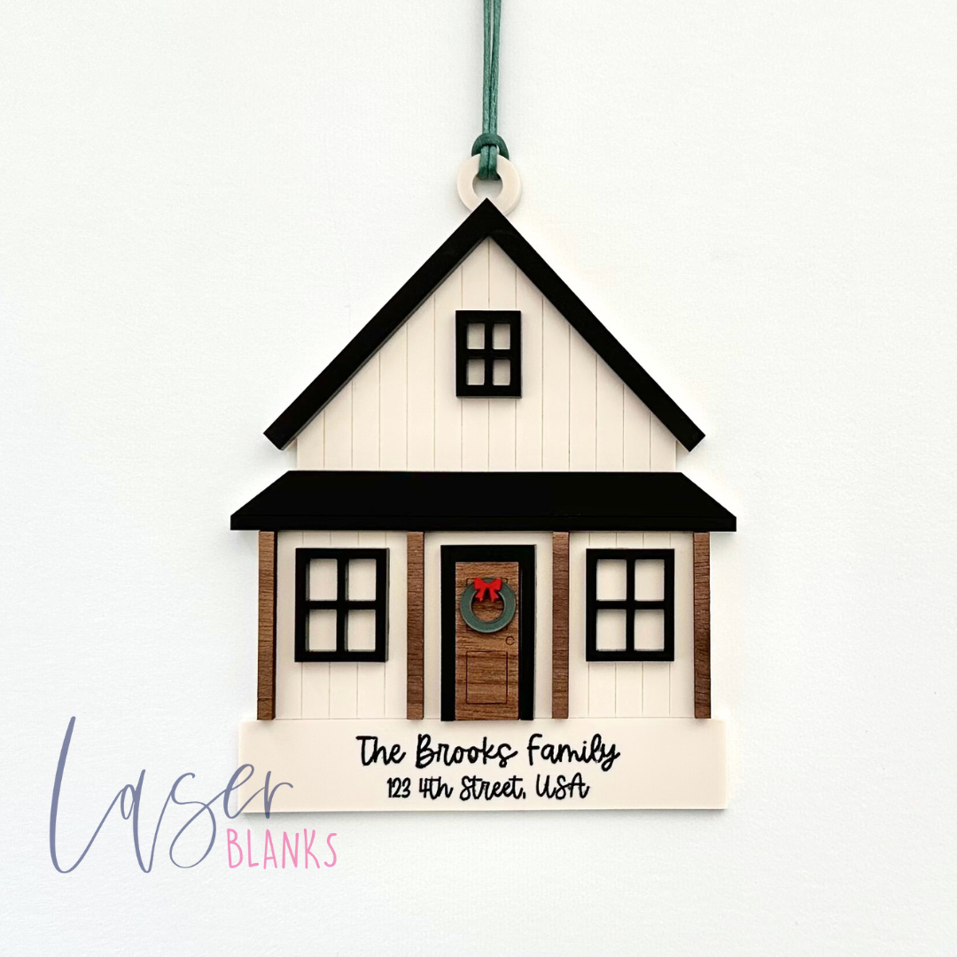 custom farmhouse christmas ornament with wreath