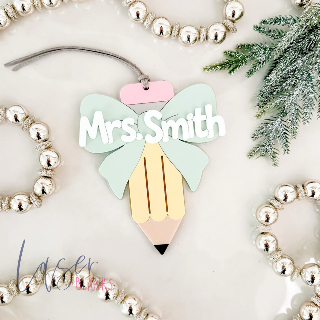 personalised pencil christmas ornament teacher gift