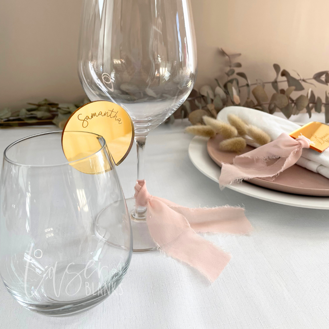 Engraved Round Drink Topper – Mirror Gold Acrylic
