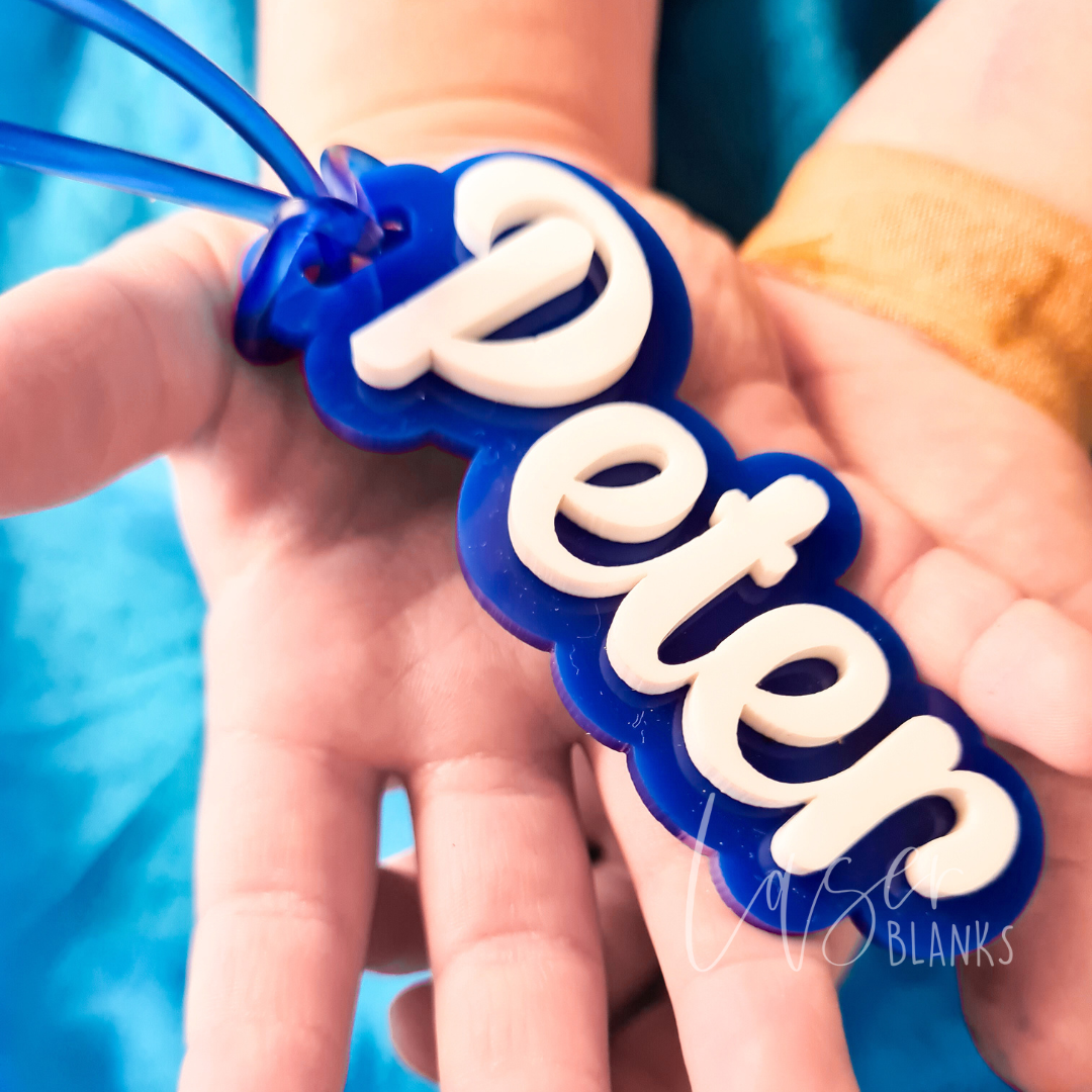 Personalised Name Bag Tag | Offset Layered Acrylic | Bag Tag
