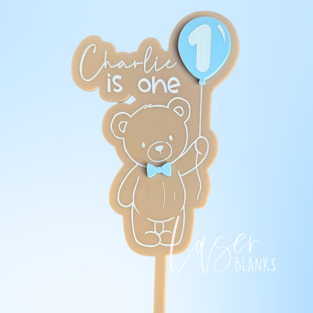 Teddy Bear + Number Cake Topper | Personalised