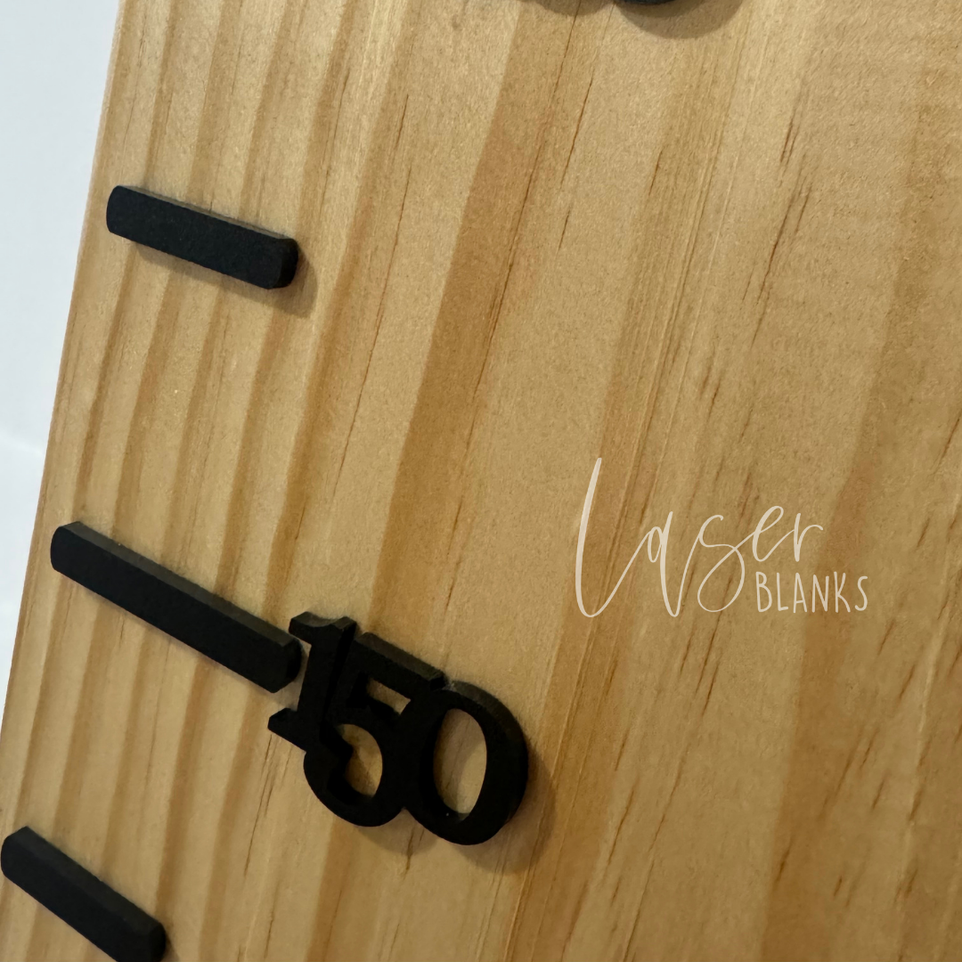 Height chart template and marker set in black and white finishes