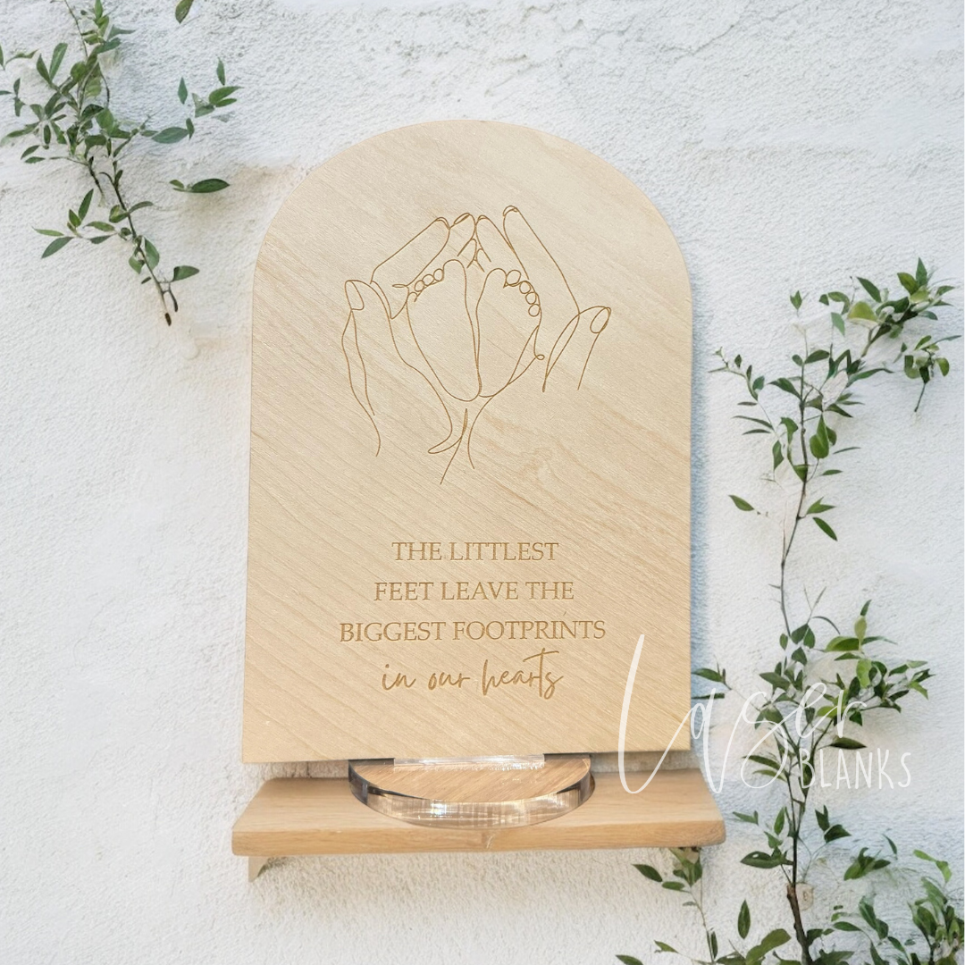 Personalised Baby Feet Plaque | Engraved Line Art Plaque | Ready Made