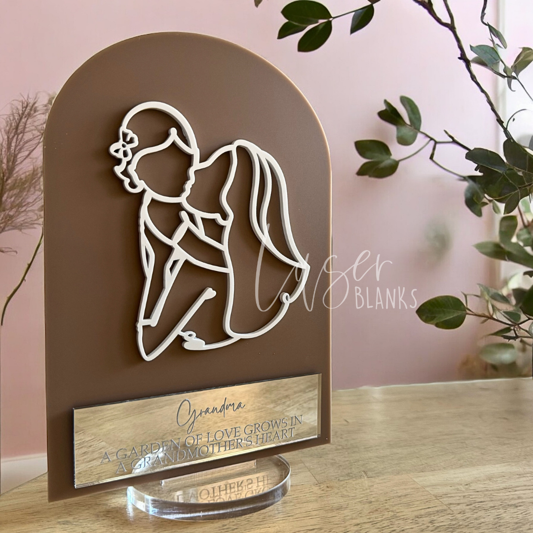 Personalised Mother's Day Gift | Mum + Daughter Line Art Plaque | Ready Made