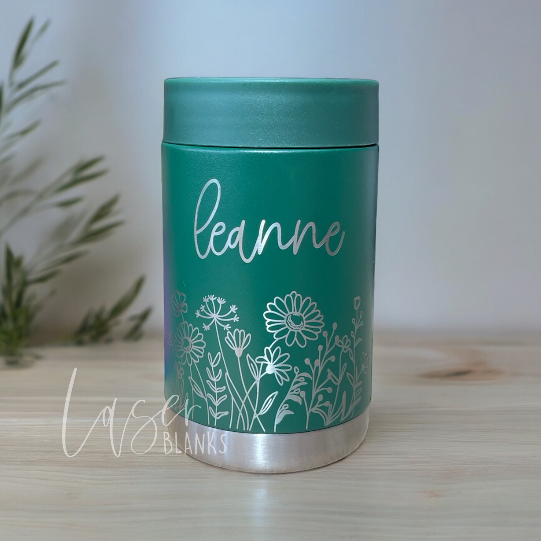 Personalised Insulated Can Cooler | Wildflowers | Laser Engraved