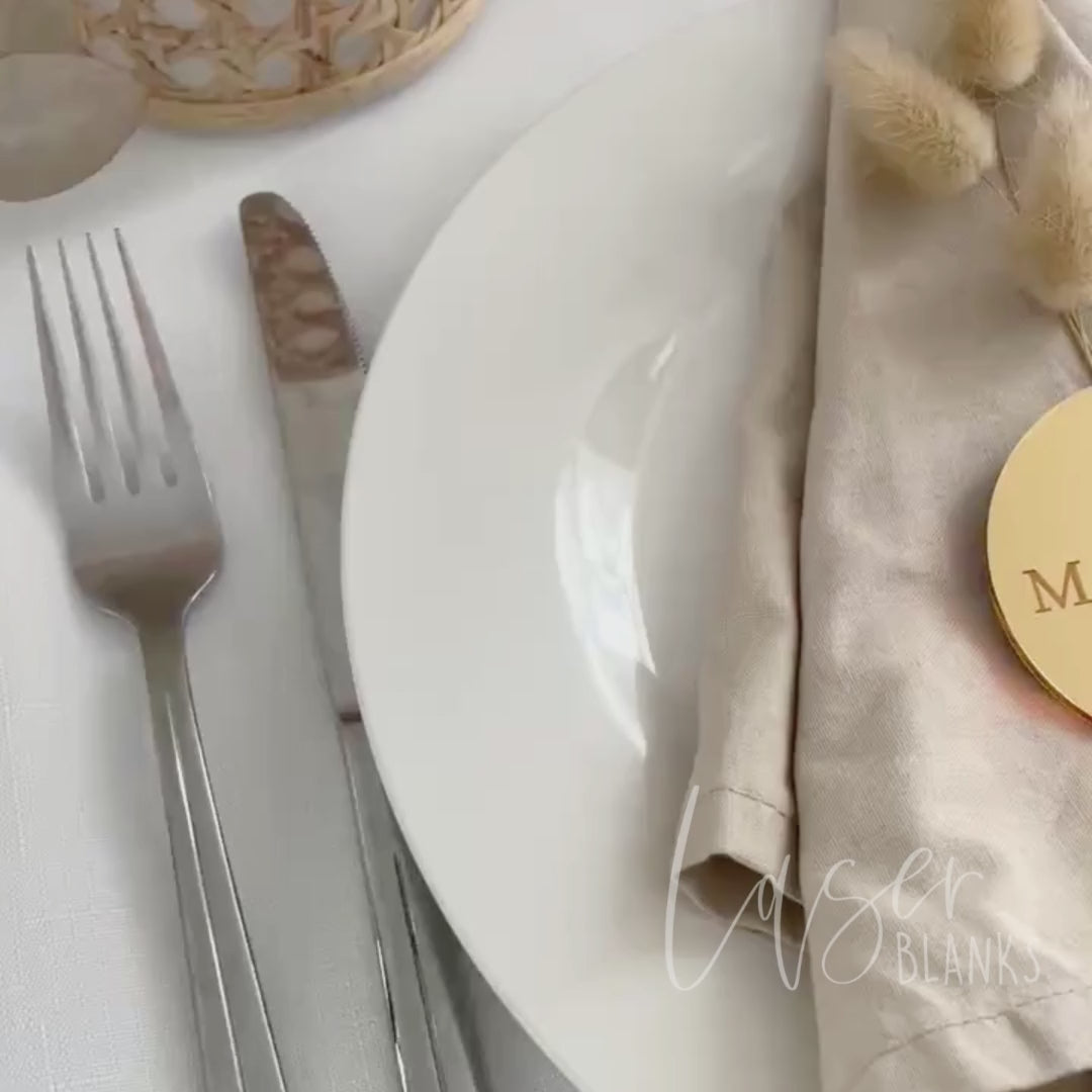 Round Acrylic Name Tags for Wedding Guests – Keepsake Design