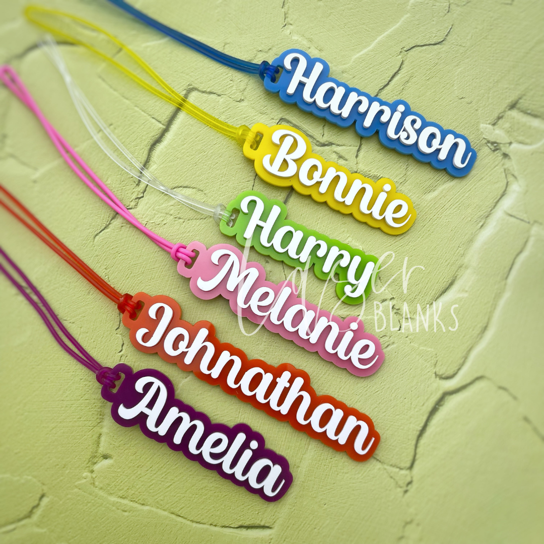 Personalised Name Bag Tag | Offset Layered Acrylic | Bag Tag