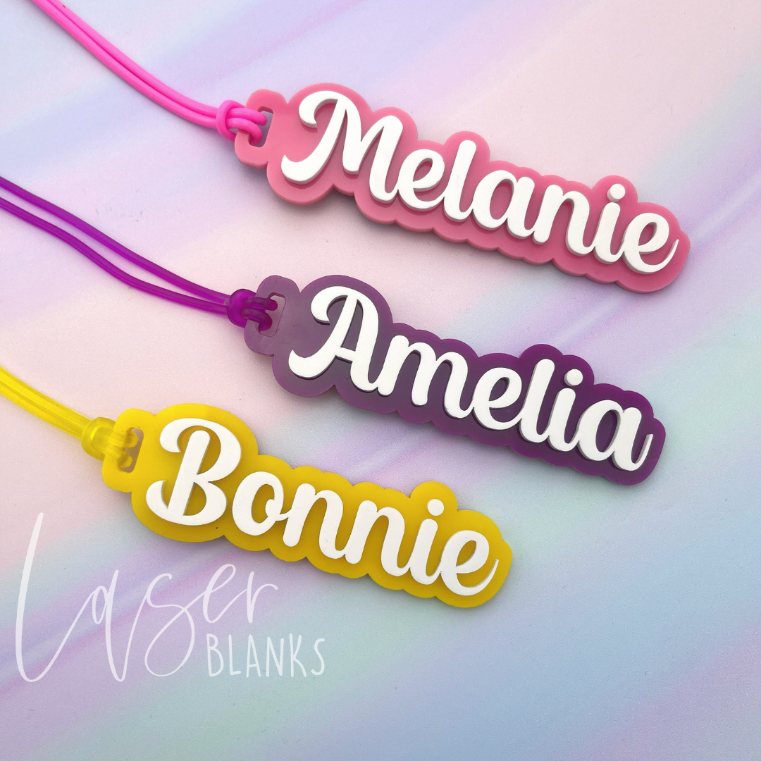 Personalised Name Bag Tag | Offset Layered Acrylic | Bag Tag
