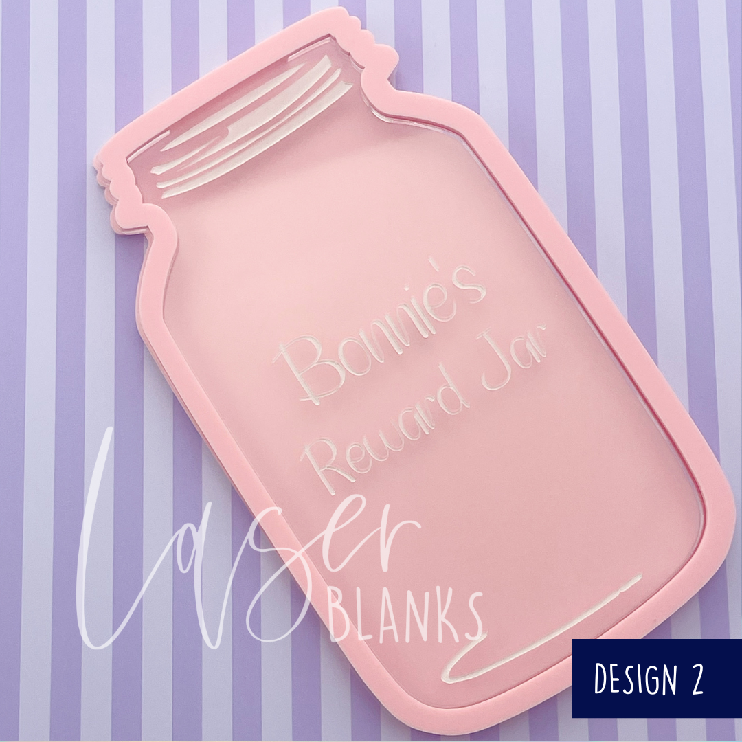Personalised reward jar with protective film on engraved layer