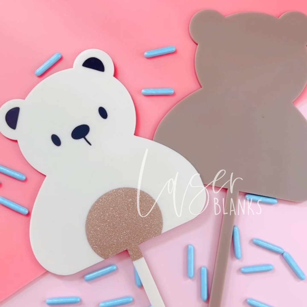 Blank teddy bear acrylic cake topper – Laser Blanks