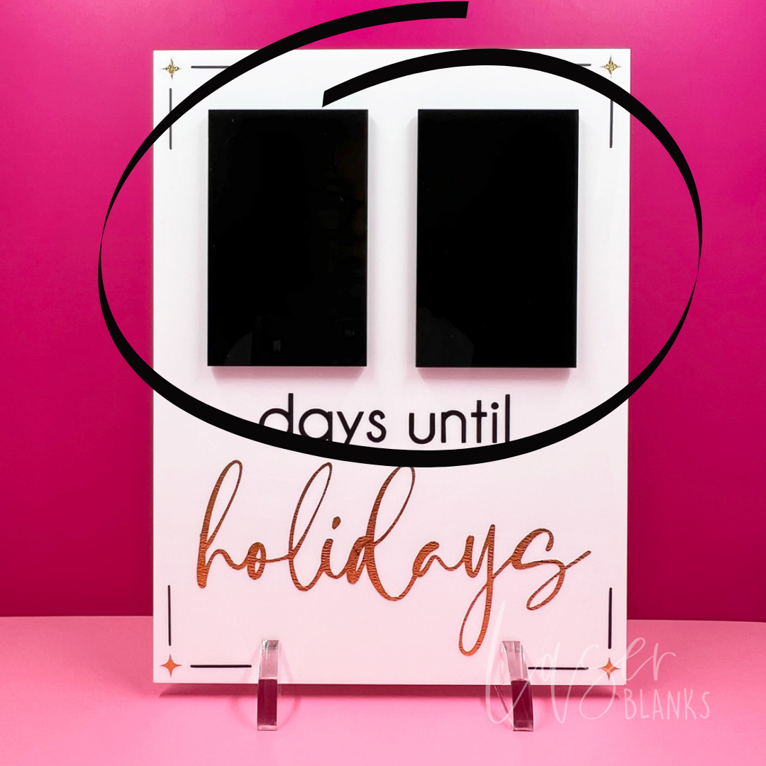 Count Down Board Rectangle Pieces | Matte White + Black | 2 Pieces