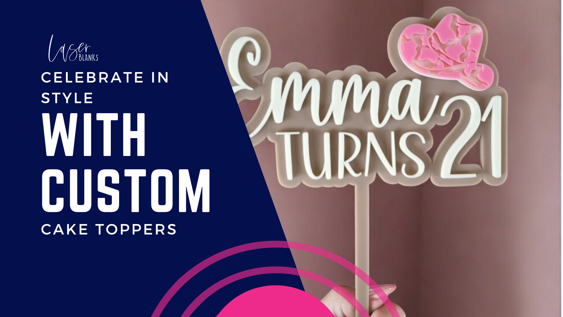 Custom cake topper in a cowboy or cowgirl theme, featuring western-style font and design elements