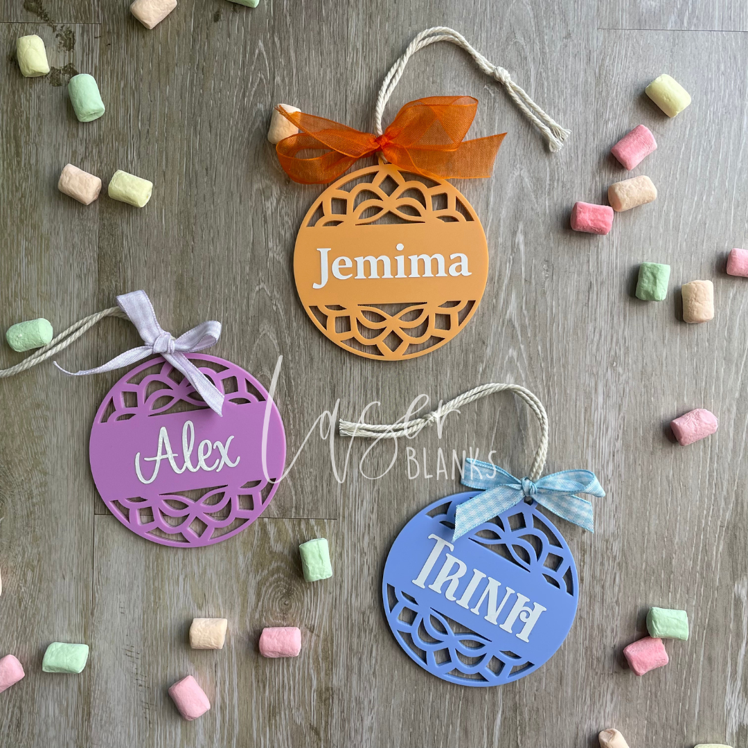 Lacey Trim Bauble | Gift Tag [Plain] 75mm