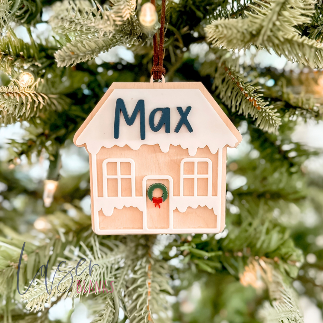 single storey gingerbread personalised christmas decoration