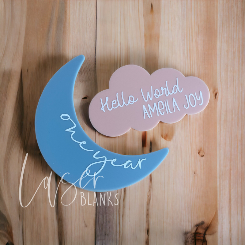 Crescent Announcement Moon | Acrylic Blank | Acrylic Shape | Crescent