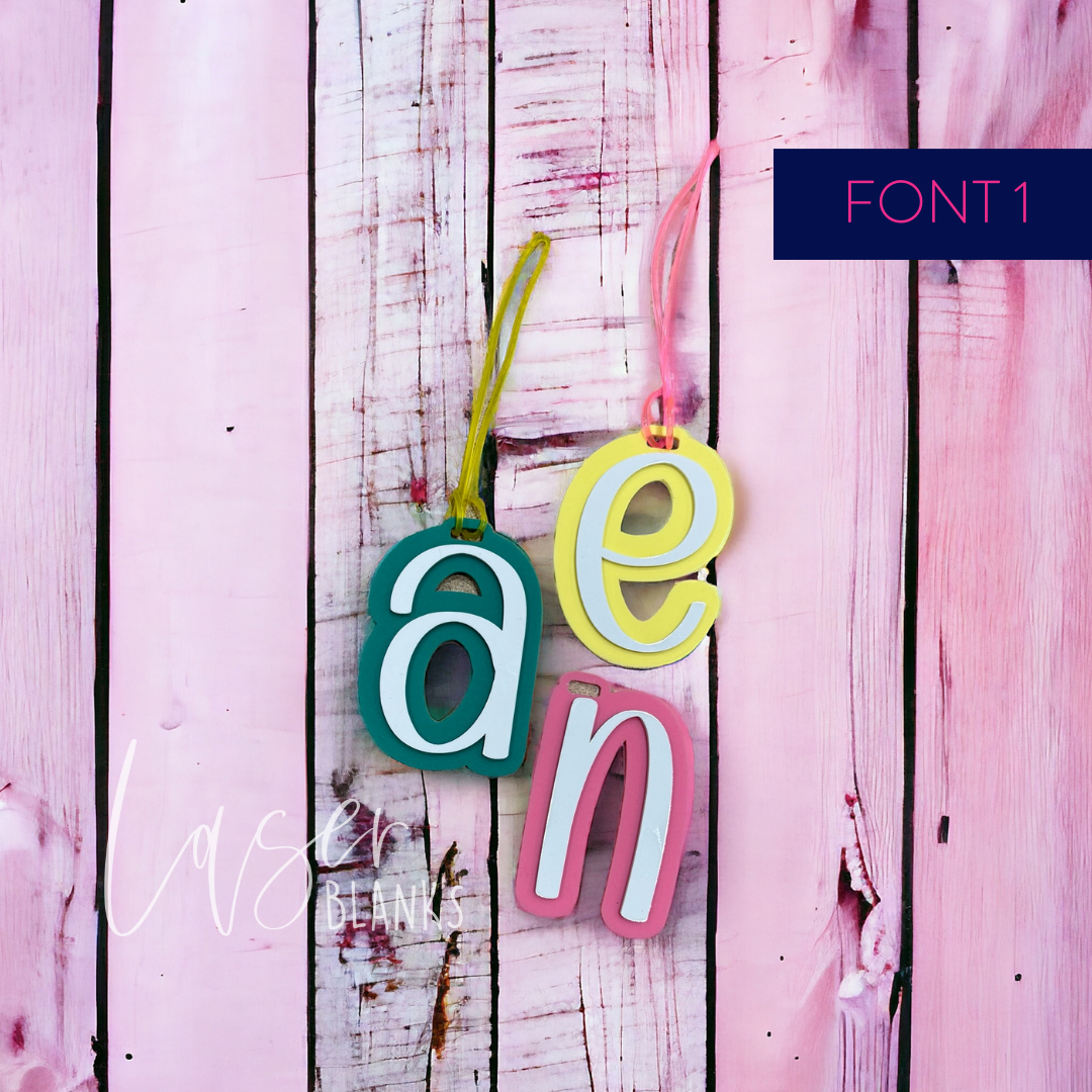 Layered Alphabet Bag Tag | Layered Acrylic | Large Bag Tag