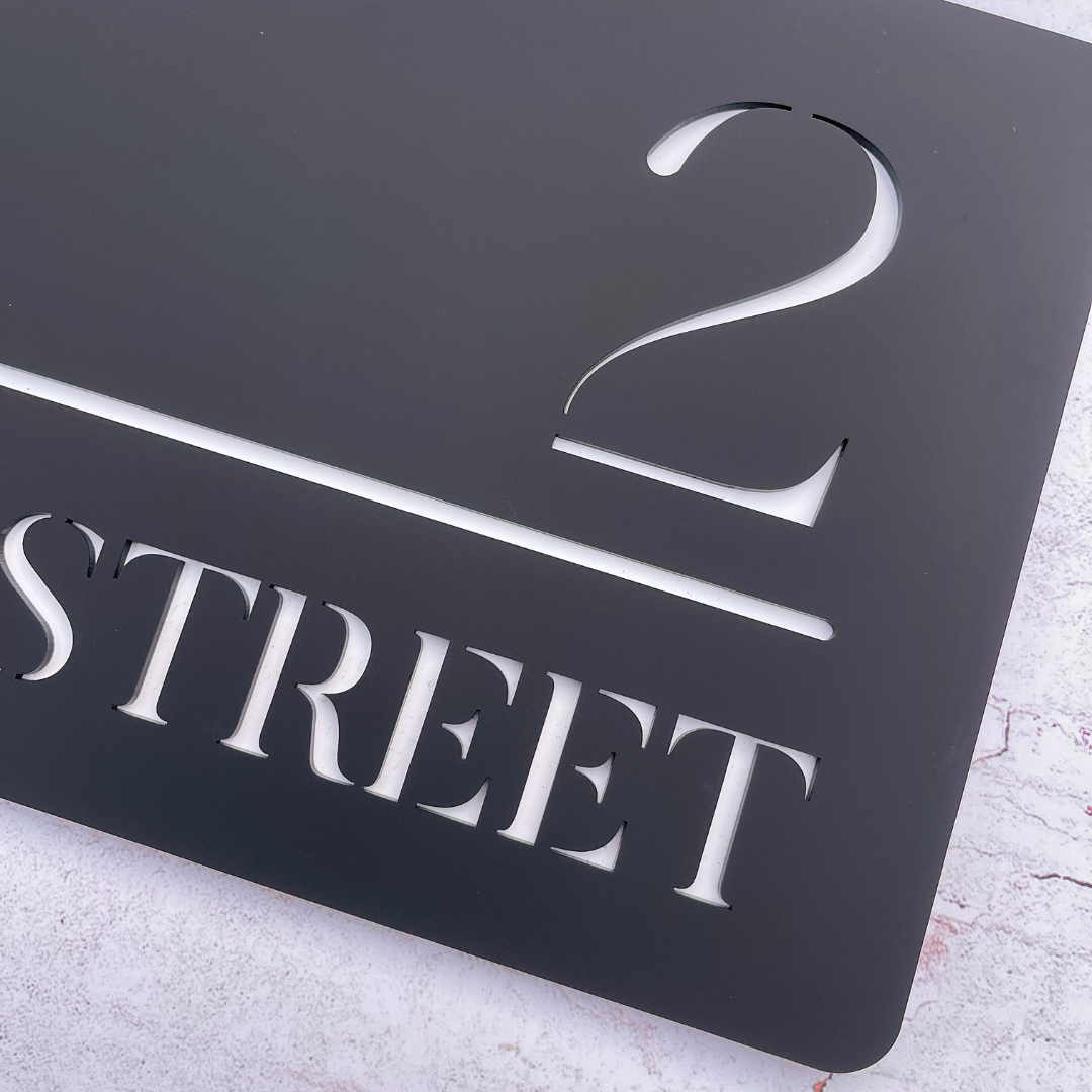 Oversized two-layer acrylic house sign for street visibility