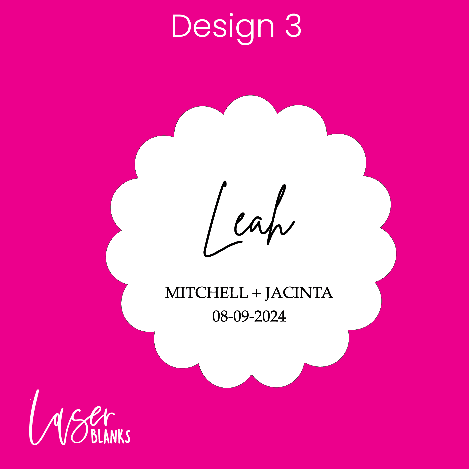 Engraved Scalloped Round Place Card in Frosted Acrylic

