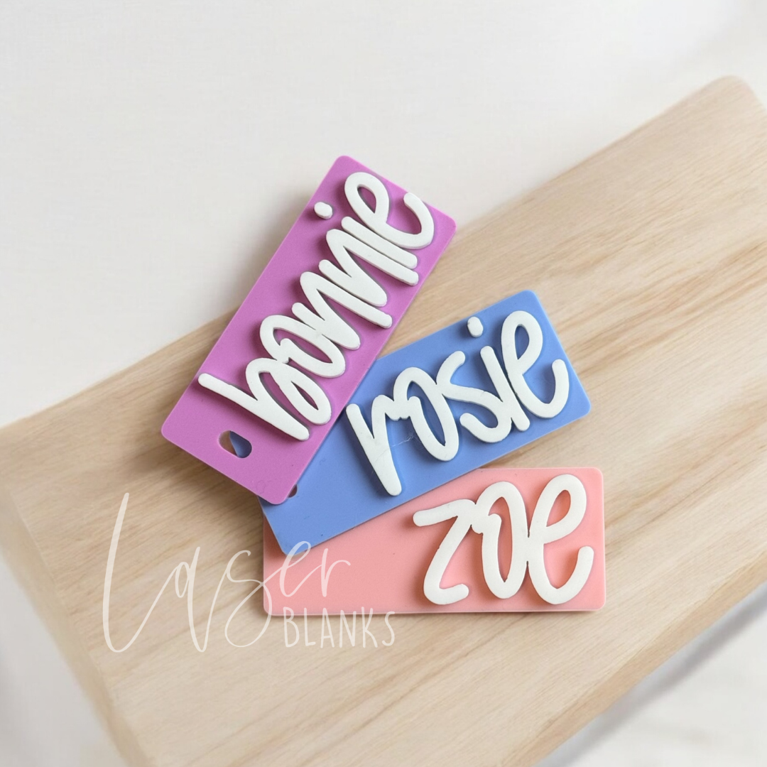 Personalised Name Bag Tag | Rectangle Layered Acrylic | Bag Tag