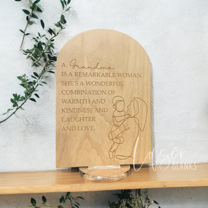 Personalised Grandmother Plaque | Engraved Line Art Plaque | Ready Made