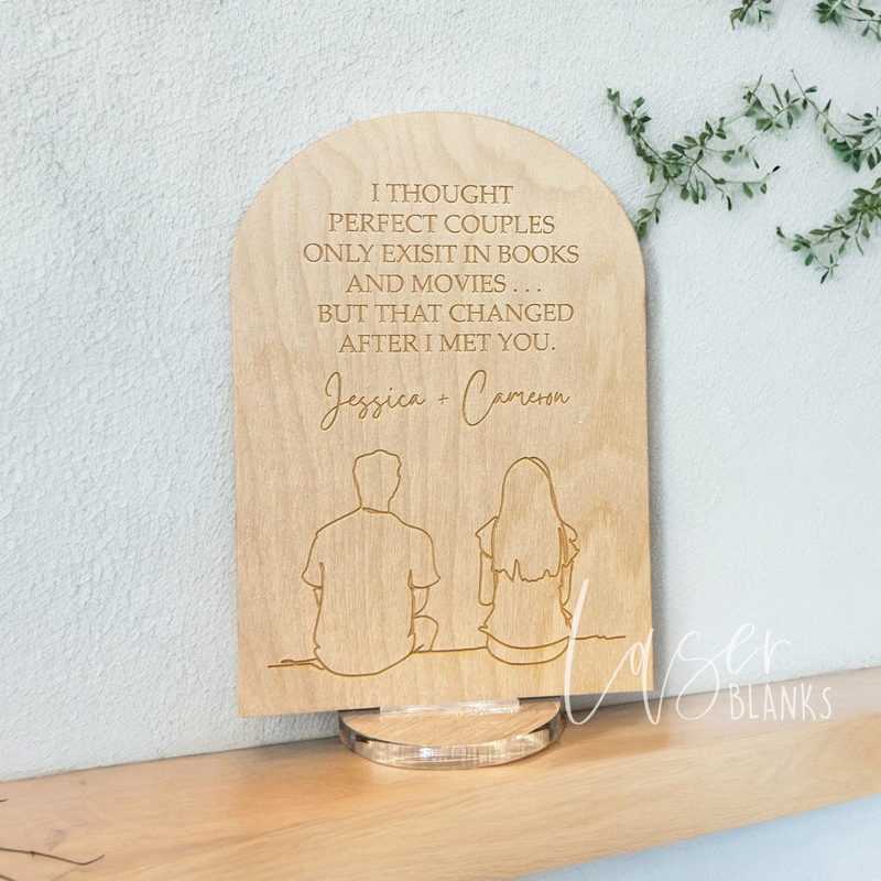 Personalised Couple Plaque | Engraved Line Art Plaque | Ready Made