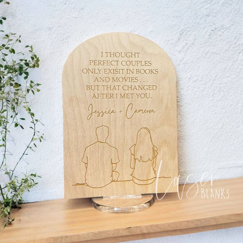 Personalised Couple Plaque | Engraved Line Art Plaque | Ready Made