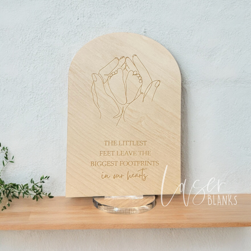Personalised Baby Feet Plaque | Engraved Line Art Plaque | Ready Made