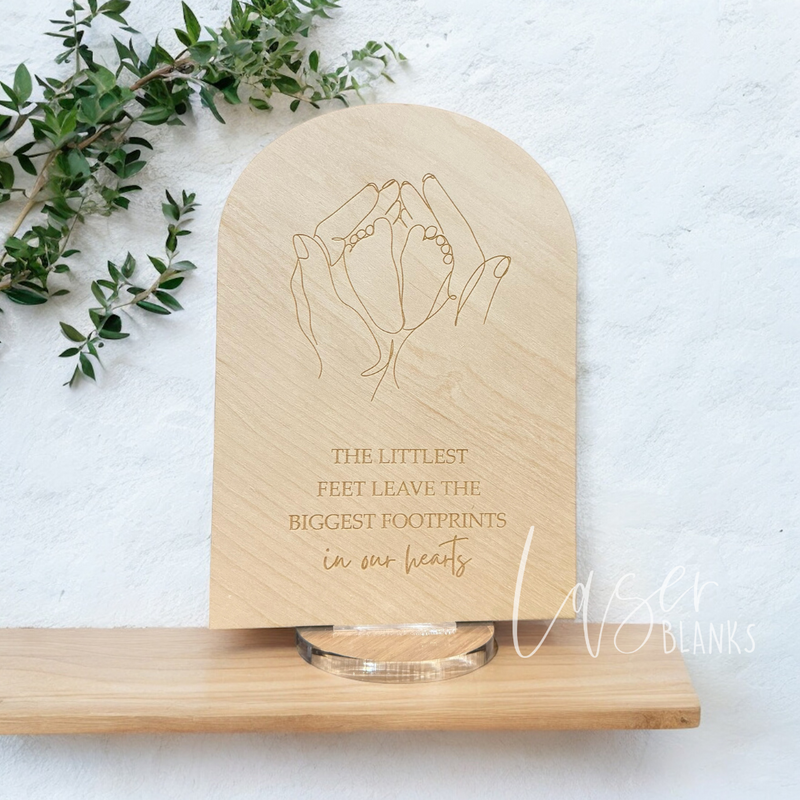 Personalised Baby Feet Plaque | Engraved Line Art Plaque | Ready Made