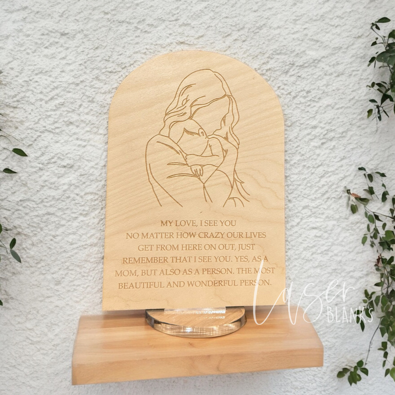 Personalised Mum Plaque | Engraved Line Art Plaque | Ready Made
