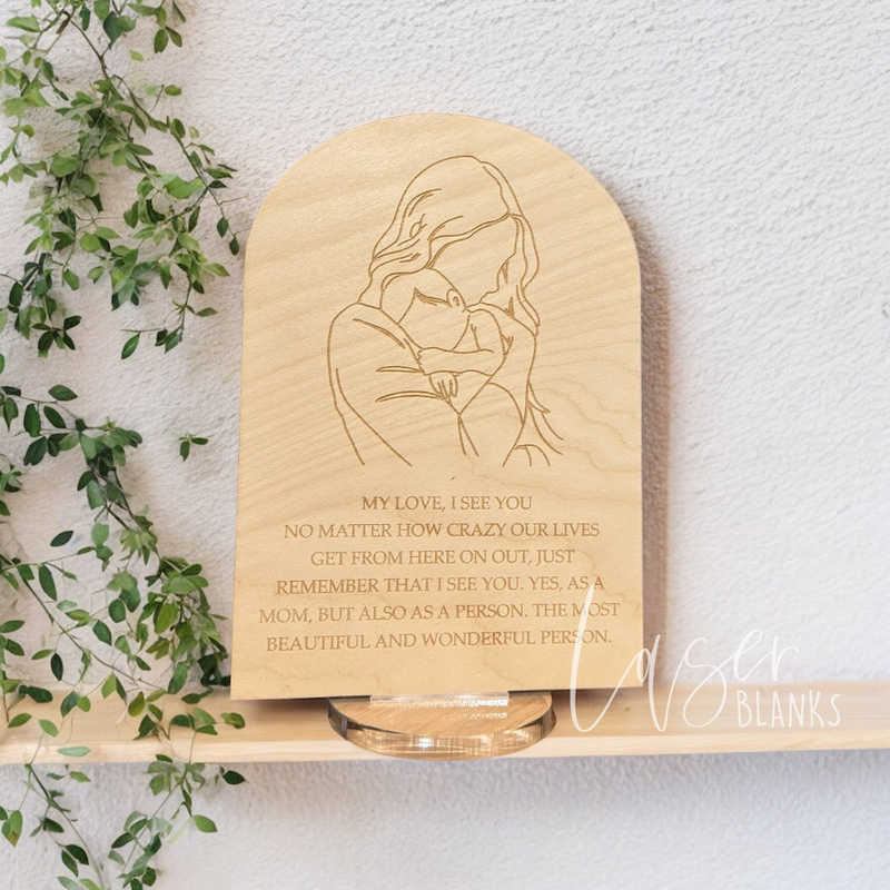 Personalised Mum Plaque | Engraved Line Art Plaque | Ready Made