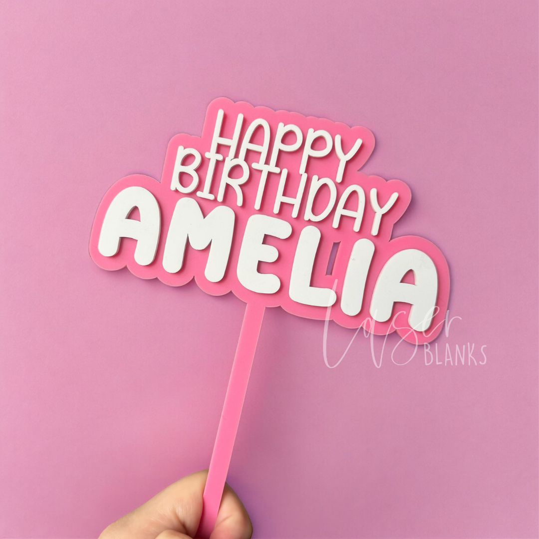 Happy Birthday + Name Cake Topper | Personalised