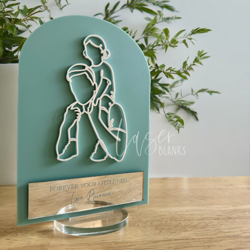 Personalised Gift | Dad + Daughter Line Art Plaque | Ready Made