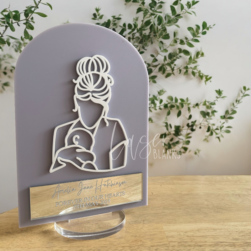 Personalised Gift | Mum + Baby Line Art Plaque | Ready Made