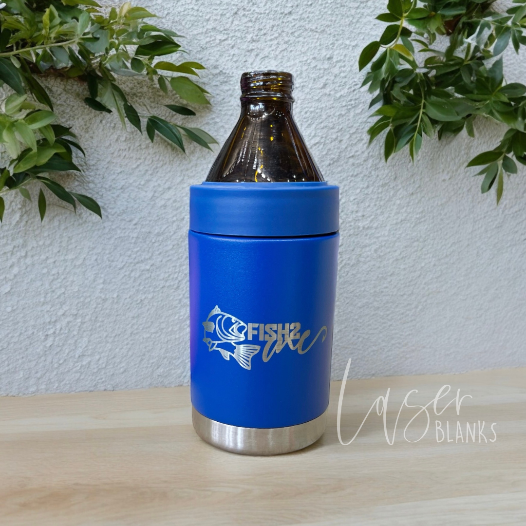 Insulated stubby holder with custom logo – navy blue colour

