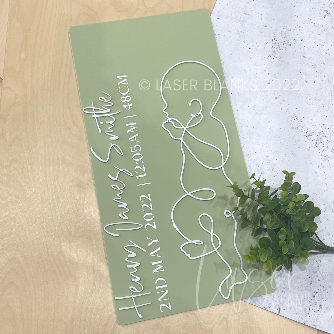 Baby Line Art | On Side | Baby Plaque Length 1:1 Blank