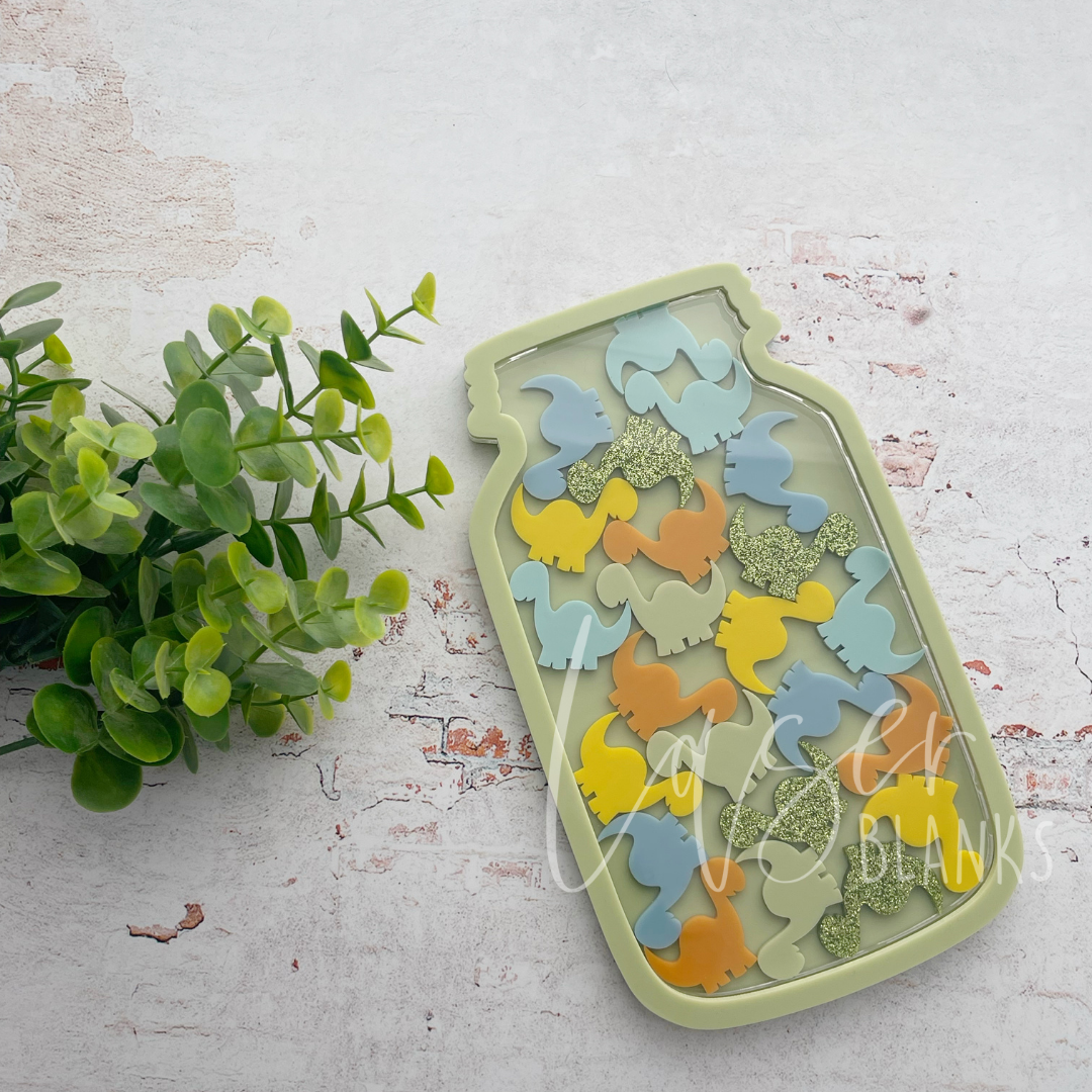 Pack of 11 dino tokens compatible with Laser Blanks reward jars