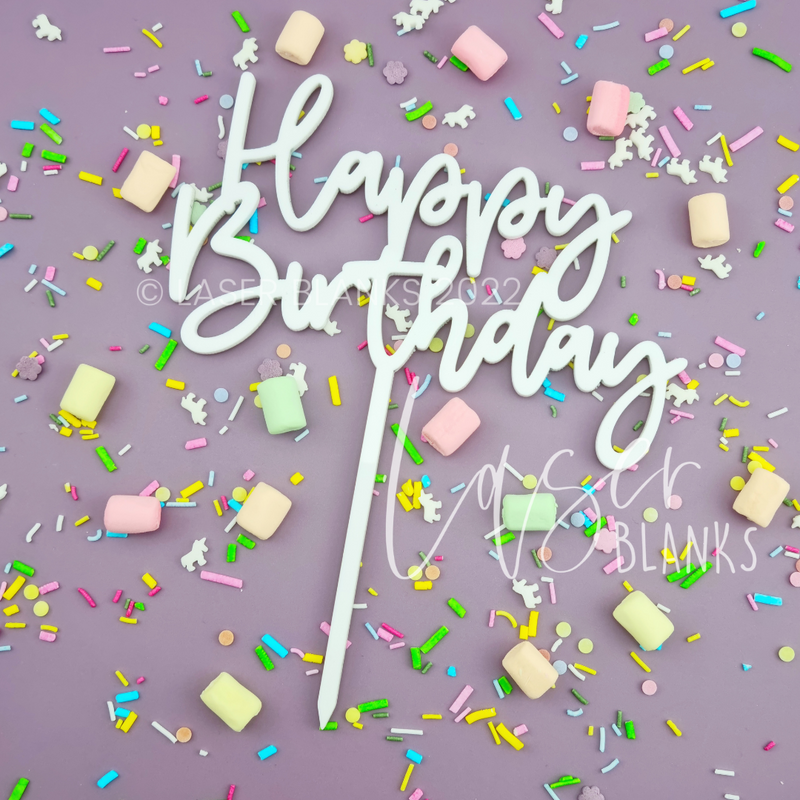 Happy Birthday Cake Topper | Curly Style | Acrylic Cake Topper