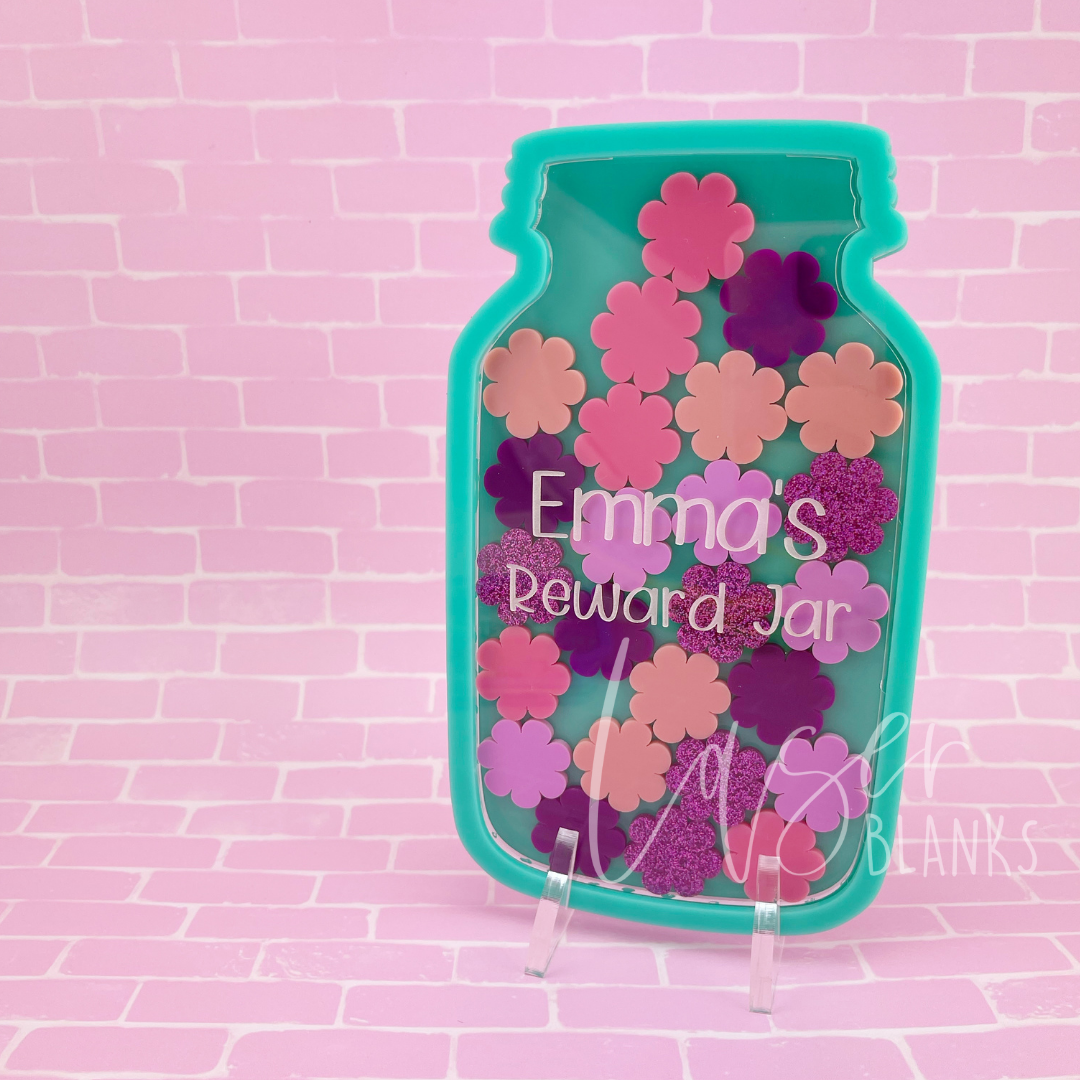 Acrylic flower reward tokens in assorted colours for kids and classrooms